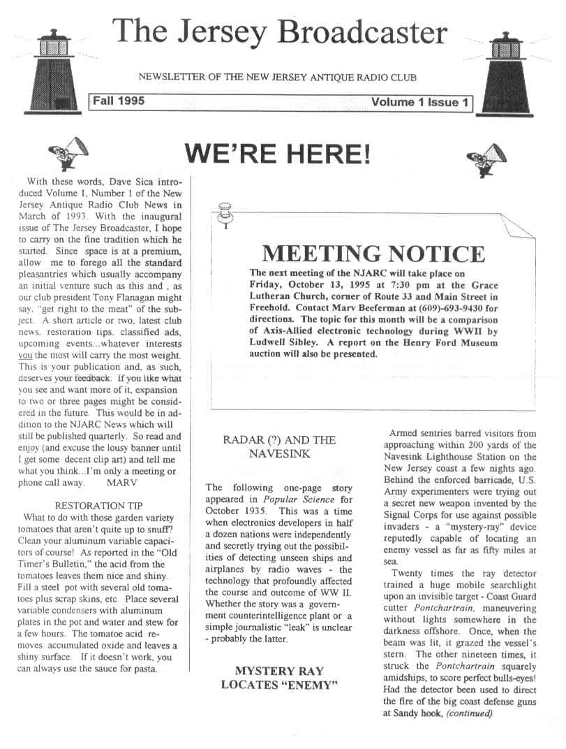 The Jersey Broadcaster, Page 1